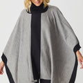 Merino Stripe Poncho Roll Neck
