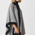 Merino Stripe Poncho Roll Neck