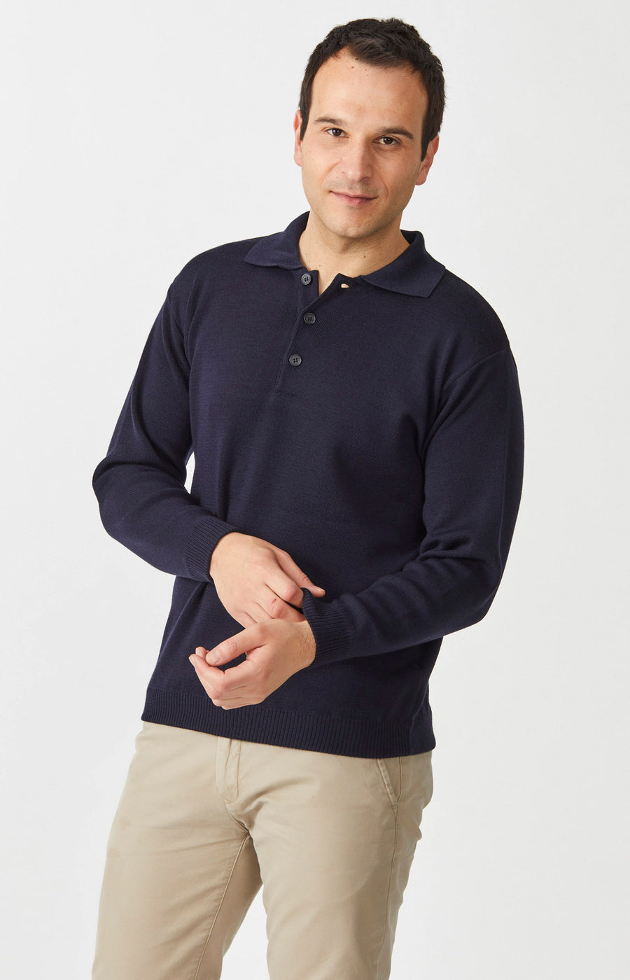 Merino Button Polo Sweater