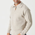 Merino Rib Zip Shawl Collar
