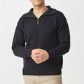 Merino Rib Zip Shawl Collar