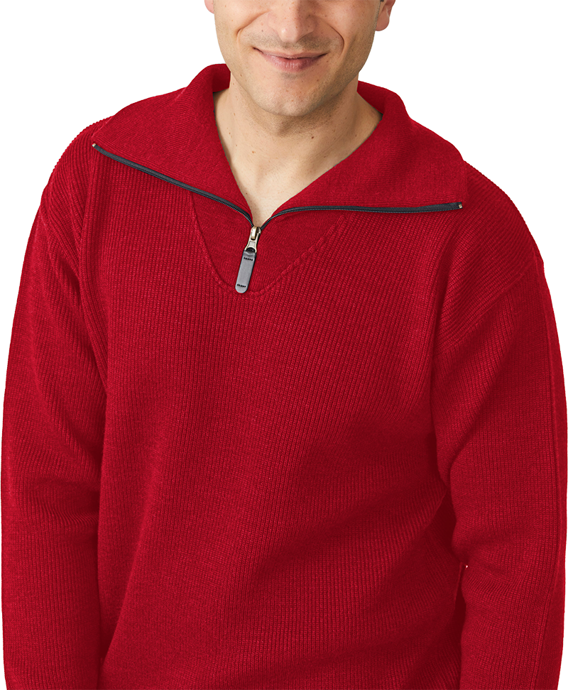 Merino Rib Zip Shawl Collar