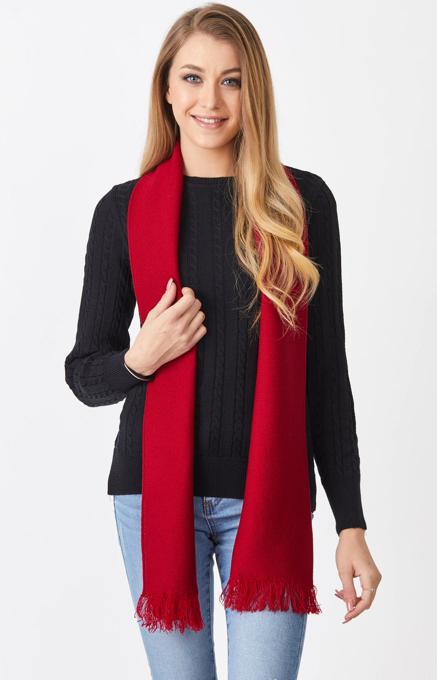 Merino Solid Scarf with Frills