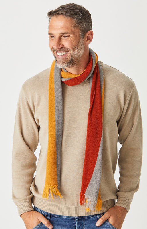Block Stripe Scarf with Frills