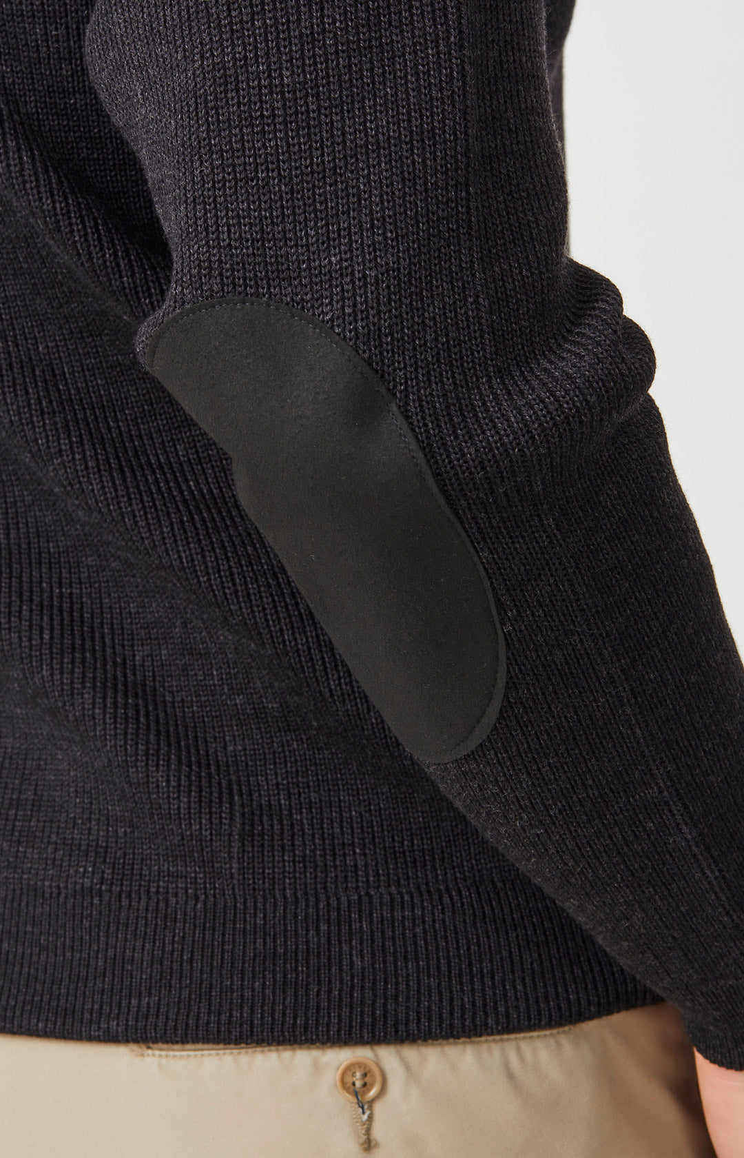 Merino Patch Crew Rib w Suede | Wool | Aklanda Australia