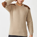 Merino Patch Crew Rib with Suede