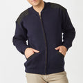 Merino Patch Zip Cardigan with Suede