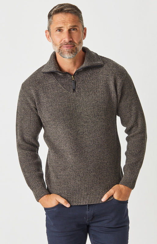 Merino Half Zip Pineapple Stitch Sweater
