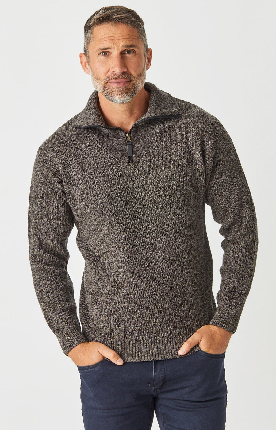 Merino Half Zip Pineapple Stitch Sweater
