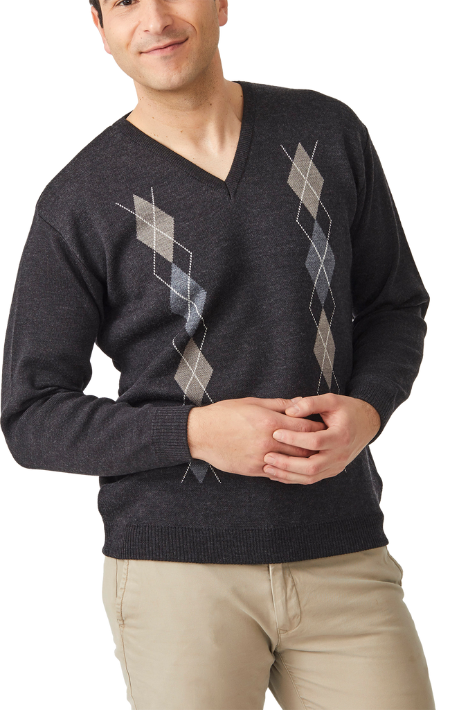 Argyle V Neck Sweater - Aklanda Australia