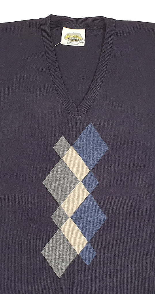 Argyle Pattern V Neck Sweater - Aklanda Australia