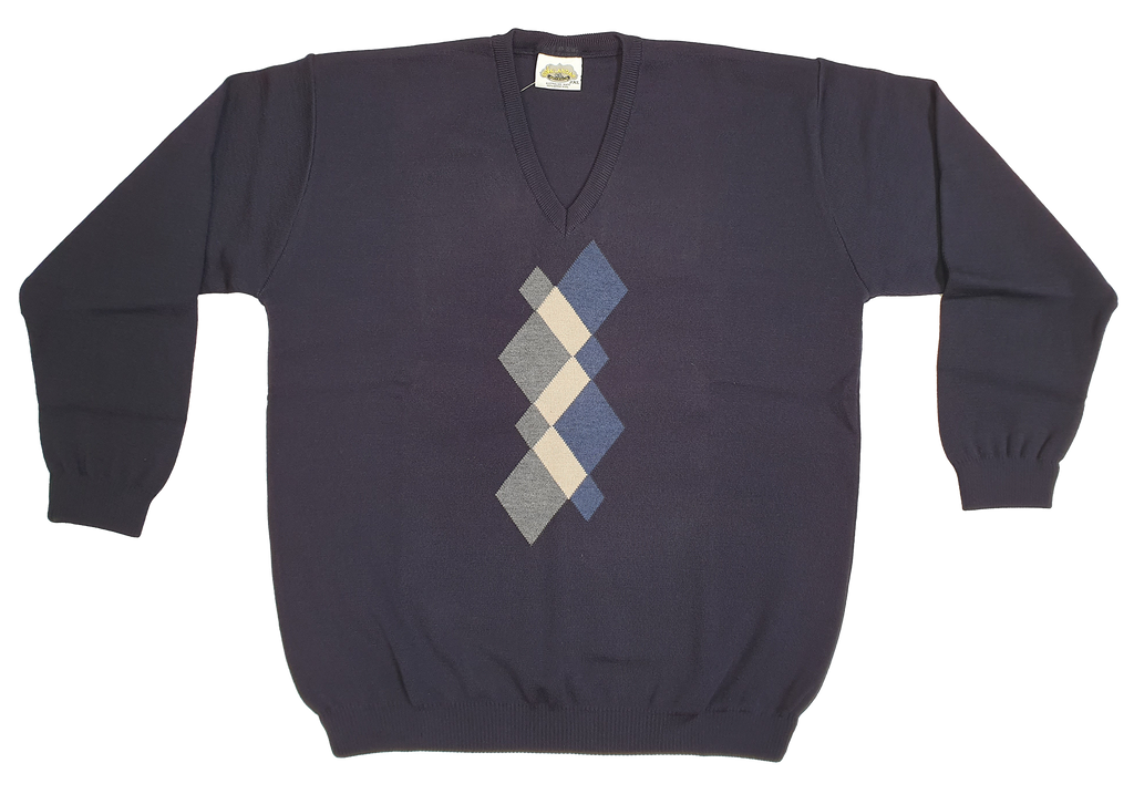 Argyle Pattern V Neck Sweater - Aklanda Australia