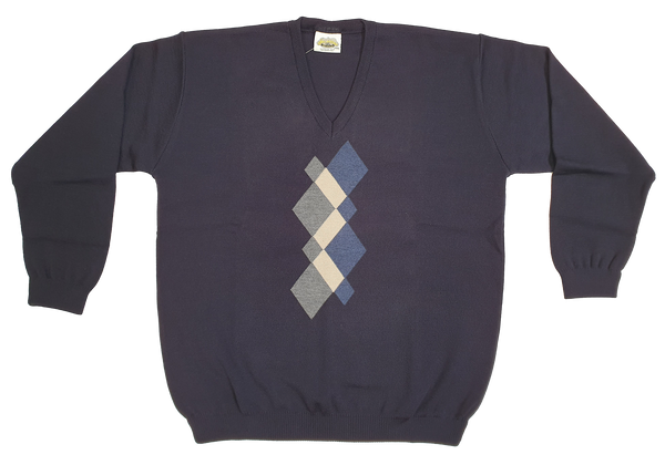 Argyle Pattern V Neck Sweater - Aklanda Australia