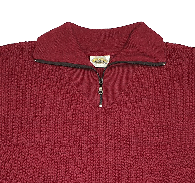 Merino Pineapple Stitch Zip Collar Sweater - Aklanda Australia