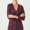Squares two tone V neck Cardigan