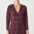 Squares two tone V neck Cardigan