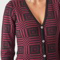 Squares two tone V neck Cardigan